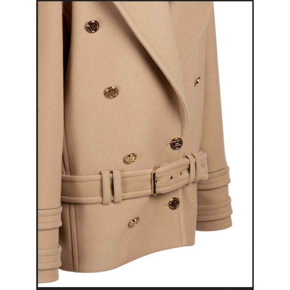 NWT size 10 Balmain Double breasted Wool Cashmere blend Felt Pea Coat in… - Picture 11 of 16
